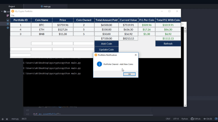 Cryptocurrency Portfolio Manager